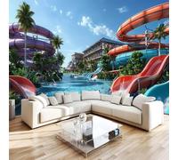 Photo Wallpaper 3D Wall Mural 366 x 254 cm Tropical Water Park Home Decor Non-Woven Art Print Wall Decoration Poster Summer Swimming Pool Living Room Kitchen Dining Room Bedroom 1M1174