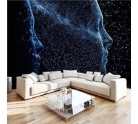 Photo Wallpaper 3D Wall Mural 400 x 280 cm Abstract Human Face Home Decor Non-Woven Art Print Wall Decoration Poster Black Blue Living Room Kitchen Dining Room Bedroom 2N1331