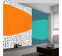 Photo Wallpaper 400 x 280 cm Minimalism Polka Dots Patchwork, Wall Mural Non-Woven 3D Wallpaper Décor Art Poster Picture Design for Living Room Bedroom Dorm Décor, Blue Green