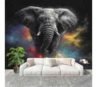 Photo Wallpaper 400x280 cm Grey Non-Woven Art Wall Mural Poster Picture Animal Elephant Starry Sky - Living Room Sofa TV Background Wall Mural Indoor Decor - Not Self Adhesive