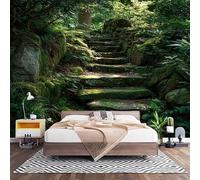 Photo Wallpaper 450x315 cm - Jungle Stone Steps Non-Woven Premium Art Print Wallpaper Natural Scenery Photo Mural Decoration Poster for Childrens Bedroom, Playroom Sofa Backdrop