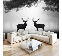 Photo Wallpaper 500 x 280 cm Animals Deer Forest, Wall Mural Non-Woven 3D Wallpaper Décor Art Poster Picture Design for Living Room Bedroom Dorm Décor, Grey