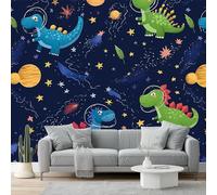Photo Wallpaper 78.7" x 55.1" Non-Woven Premium Art Print Fleece Wall Mural Decoration Dinosaur Starry Sky Cartoon Home Decor Art for Bedroom Living Room Blue Yellow