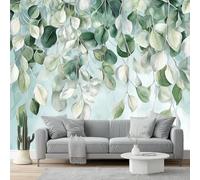 Photo Wallpaper 78.7" x 55.1" Non-Woven Premium Art Print Fleece Wall Mural Decoration Poster Picture Design Modern Weeping Leaves Watercolor Natural Fresh Moderne LivingBedroom Green Light Blue