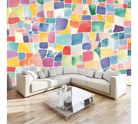 Photo Wallpaper 8 Pack 50 x 280 cm - Premium Non-Woven 3D Multicolor Modern Color Blocked Geometric Shapes Textured Wallpaper, Wall Mural Decoration for Living Room and Bedroom