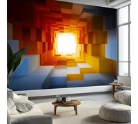 Photo Wallpaper Abstract Art Wall Murals for Bedrooms 400 x 280 cm, Non-Woven Fabric Geometric Tunnel Colorful Cubes Wallpaper Living Room Office Corridor Decoration Murals Modern Wall Decoration