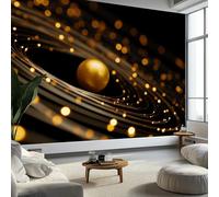 Photo Wallpaper Abstract Art Wall Murals for Bedrooms 450 x 280 cm, Non-Woven Fabric Golden Pearls Geometric Stripes Wallpaper Living Room Office Corridor Decoration Murals Modern Wall Decoration