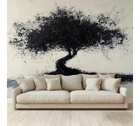 Photo Wallpaper Abstract Big Tree Black Grey Non-Woven Art Print Wall Mural Decoration Poster Picture Design Modern 3D Effect, for Cafe Restaurant Theme Hotel 200 (W) x 140 (H) cm