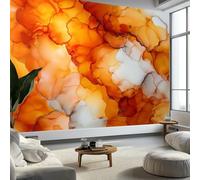 Photo Wallpaper Abstract Cloud Marble 250 x 175 cm Mural Large TV Background - Orange Non-Woven 3D Murals for Living Room Bedroom Decoration Poster Wall Covering