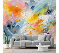 Photo Wallpaper Abstract Color Blocks Lines Non-Woven Premium Art Print Fleece Wall Mural Decoration Poster Picture Design 200 x 140 cm Murals for Living Room Kids Bedroom, Pink Blue