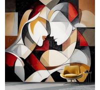 Photo Wallpaper Abstract Geometric Romantic Figures Theme, Non-Woven Art Print Wallpaper 350 x 256 cm, Modern Wall Mural Design for Living Room Kids Bedroom Photo Wall Decoration, White