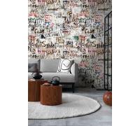 Photo wallpaper abstract grunge newspaper grey colorful 39848-1 (5,23£/1qm)