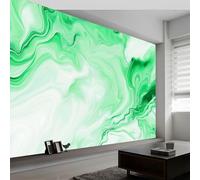 Photo Wallpaper Abstract Liquid Marble, Poster Picture Design Green, 350 x 256 cm (WxH) Non-Woven Premium Art Print for Living Room Bedroom & Dining Room Wall Mural,