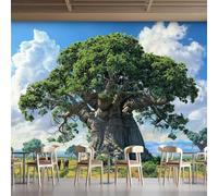 Photo Wallpaper African Savanna Ancient Trees Wall Mural 3D Wall Mural Decoration Poster Landscape Premium Non-Woven Wallpaper Wall Art for Living Room Bedroom Children's Room Office W350xH256 10yf206