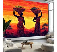 Photo Wallpaper African Woman with Fruit Basket Wall Mural Non-Woven Poster Photo Wallpaper 400x280 cm Kids Fashion Home Decoration Wall Covering Papel Mural, Orange Color