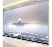 Photo Wallpaper Aircraft 3D Effect Aviation Wall Mural Decoration Poster Picture Modern Design 300x210 cm Murals Wall Art for Living Room Bedroom Kitchen a-3260