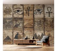 Photo Wallpaper Ancient Egyptian Symbols Decorative - Hieroglyphics Pyramid Wallpaper for Living Room Bedroom, Non-Woven Wall Mural TV Background Decor, 300x210 cm saf-6