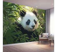 Photo Wallpaper Animal 200 x 140 cm, Wall Mural Deco Premium Non-Woven Art Print Wallpaper for Living Room Home Decoration Bedroom Kitchen Wall Paper, Green Panda Bamboo Forest