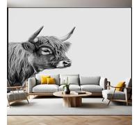 Photo Wallpaper Animal Gray Black Yak Wall Mural Non-Woven Art Print 250 x 180cm Wallpaper Mural Photo Kids Bedroom Office Living Room Home Poster Decoration