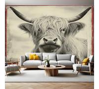 Photo Wallpaper Animal Yak Gray Wall Mural Non-Woven Art Print 250 x 180cm Wallpaper Mural Photo Kids Bedroom Office Living Room Home Poster Decoration