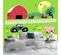 Photo Wallpaper Animals Barn Tractor Wall Decor, Lovely Farm Wall Mural, 250 x 175 cm (W x H) for Living Room Bedroom Children's Room Corridor Office