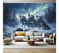 Photo Wallpaper Animals Three Wolves Wall Murals for Living Room Bedrooms Office Tv Background Wall Large Mural Poster 300 x 210 cm Home Decoration