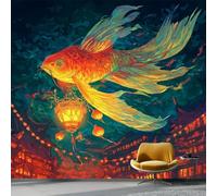 Photo Wallpaper Anime Style Street Scene Architecture Fish Theme, Non-Woven Art Print Wallpaper 400 x 280 cm, Modern Wall Mural Design for Living Room Kids Bedroom Photo Wall Decoration, Green