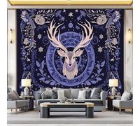 Photo Wallpaper Art Nouveau Wall Decor, 500 x 280 cm - Premium Non-Woven 3D Print Kids Bedroom Home Poster Decoration Poster Picture Design - Purple Deer Flowers