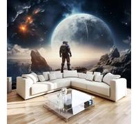 Photo Wallpaper Astronaut Planet Non-Woven Matt Paste the Wall Mural | Wipeable Panoramic Mural Wallpaper Space Cosmic Waterproof Wall Art 250x175 cm for Living Room Bedroom Kid Room H1024
