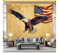 Photo Wallpaper Bald Eagle Parchment 250 x 175 cm - American Flag Non-Woven Murals Wall Art Fleece Modern Print Home Decoration Design Bedroom Living Room
