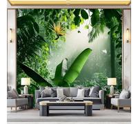 Photo Wallpaper Bird of Paradise Flower Green Banana Leaves 200 x 140 cm - Rainforest Non-Woven Murals Wall Art Fleece Modern Print Home Decoration Design Bedroom Living Room
