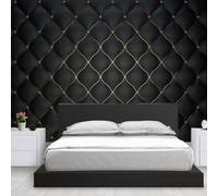 Photo Wallpaper Black Leather Pattern 3D Effect European Style Wall Mural Decoration Poster Picture Modern Design 200x140 cm Murals Wall Art for Living Room Bedroom Kitchen a-3954