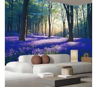 Photo wallpaper Bluebell Forest - Nature Fields Illustrations Modern Wall Green Non-woven for Living Room Bedroom Children's Room Wall Decoration, 300cm x 210cm Stickers - Frameless Painting - Poster