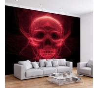 Photo Wallpaper Boys and Girls Glowing Red Skull | Non-Woven Wall Mural Gothic Dark Technology for Living Room Bedroom Children's Room Office 250 x 175 cm