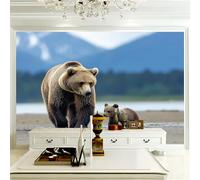 Photo Wallpaper Brown Bear 400 x 280 cm - Mountains Non-Woven Murals Wall Art Fleece Modern Print Home Decoration Design Picture Abstract Bedroom Living Room