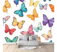 Photo Wallpaper Butterfly 3D Effect Colorful Patterns Wall Mural Decoration Poster Picture Modern Design 350x256 cm Murals Wall Art for Living Room Bedroom Kitchen a-6437