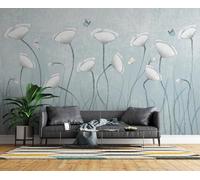 Photo Wallpaper Calla Lily Butterfly 150x105 cm Non-Woven Wall Mural 3D Flowers Art Wallpaper Murals for Living Room,Bedroom,Kids Room,Office,TV Background Home Decor R-224