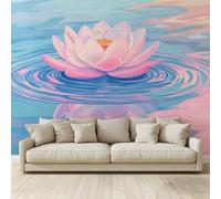 Photo Wallpaper Cartoon lotus flower floating on the water Poster Picture Non-Woven Mural 3D Panoramic Custom Wall Art Print Living Room Bedroom TV Backdrop Corridor Decoration 200 (W) x 140 (H) cm