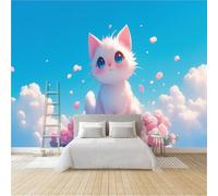 Photo Wallpaper Cat in The Clouds Wall Mural 3D Wall Mural Decoration Poster Healing Girly Style Premium Non-Woven Wallpaper Wall Art for Living Room Bedroom Children's Room Office W350xH256 25f311
