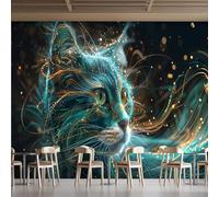 Photo Wallpaper Cat Starry Sky Wall Mural 3D Wall Mural Decoration Poster Celestial Wind Premium Non-Woven Wallpaper Wall Art for Living Room Bedroom Children's Room Office W400xH280 17yf285