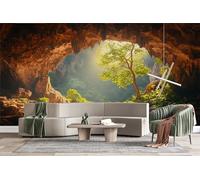 Photo Wallpaper Caves Valleys Wall Mural 3D Wall Mural Decoration Poster Healing Natural Premium Non-Woven Wallpaper Wall Art for Living Room Bedroom Children's Room Office W200xH140 18yf245
