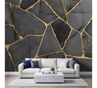 Photo Wallpaper Charcoal Black Marble 400 x 280 cm Wall Mural, Luxury Geometric Non-Woven Wallpaper Murals for Living Room Bedroom Kitchen Office TV Background Decor