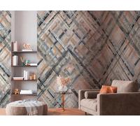 Photo Wallpaper Check Pattern Lines Graphic Shabby grey Beige 39228-1 (5,11£/1qm