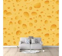 Photo Wallpaper Cheese Pattern Yellow 300x210 cm Non-Woven Wall Mural, 3D Wallpaper Roll Mural, Moderne Living Room Bedroom Art Poster Mural Wallpaper