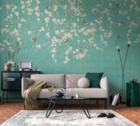 Photo wallpaper cherry blossoms birds branches blue cream 39921-1 (4,71£/1qm)