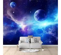 Photo Wallpaper Children's Room Fantasy Universe Mist 250 x 175 cm Modern 3D Effect Non-Woven Wallpaper Decoration UV-Resistant for Bedroom Living Room Hallway Blue