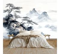 Photo Wallpaper Chinese Tradition Ink Painting Landscape Non-Woven Art Print Wall Mural 250x175 cm Decoration Poster Picture Design Modern Living Room Kitchen Bedroom Wall Mural, White