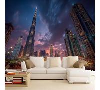 Photo Wallpaper City Nightscape 200x150cm,Urban Architecture Silk Cloth Decor Wallpaper for Living Room Bedroom Kids Room Nursery