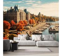 Photo Wallpaper Coastal Town Marina Harbour 300 x 210 cm 3D Wall Mural