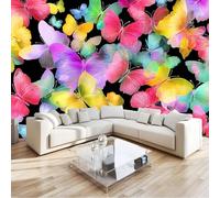 Photo Wallpaper Colorful 300 x 210 cm - Wall Mural Deco Premium Non-Woven Bright Beautiful Insects Butterflies Print Wallpaper for Living Room Home Decoration Bedroom Kitchen Wall Paper